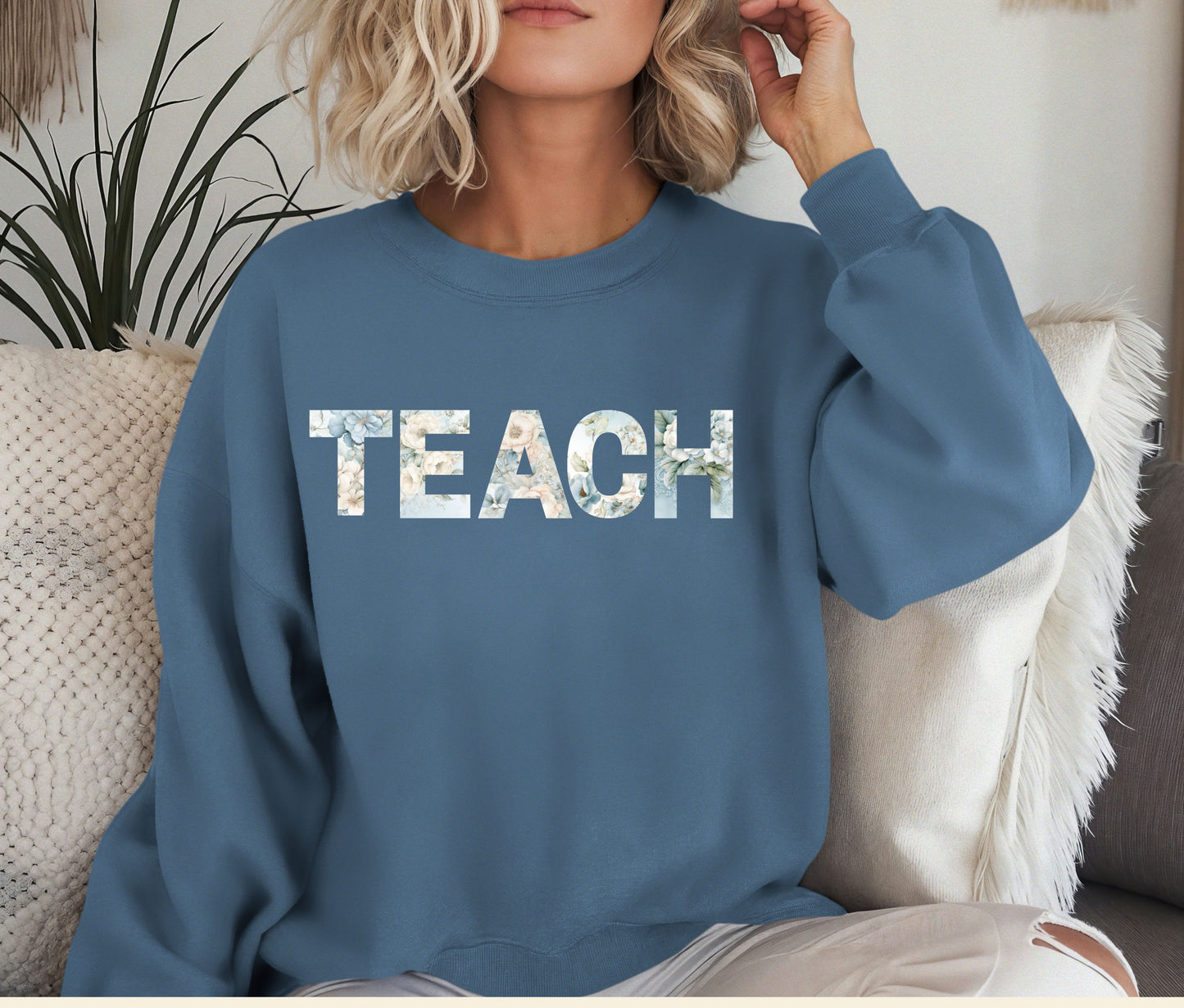 Custom TEACH Teacher Sweatshirt – Cozy Crewneck for Educators, Back to School Teacher Gift, Teacher Appreciation Shirt, Teacher Outfit Pullover