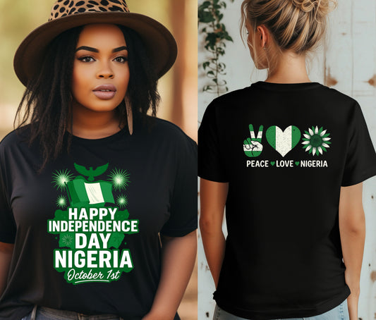 Nigerian Independece Day Shirt , Naija to the World T-Shirt, Nigerian Pride Shirt | African Heritage Tee | Green White Green Nigeria Flag Shirt | Unisex Naija Culture Tee