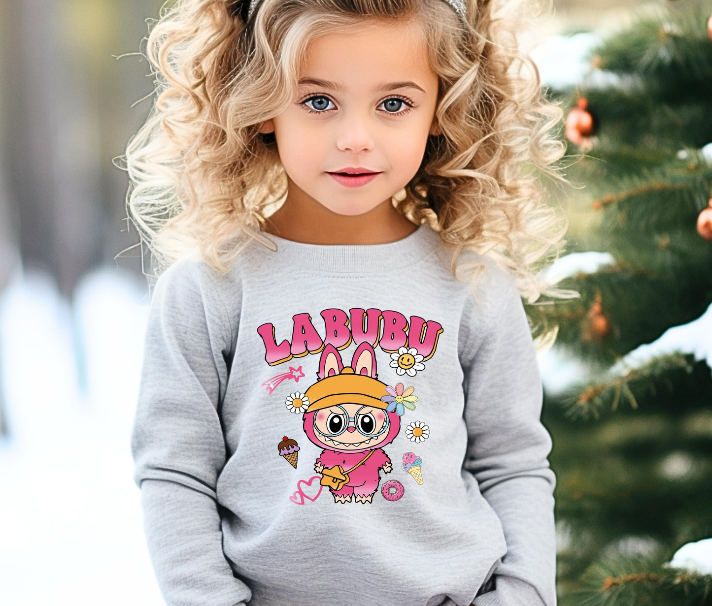 🧸 LABUBU Mom & Kids Matching Sweatshirt – Cute Cartoon Family Outfit