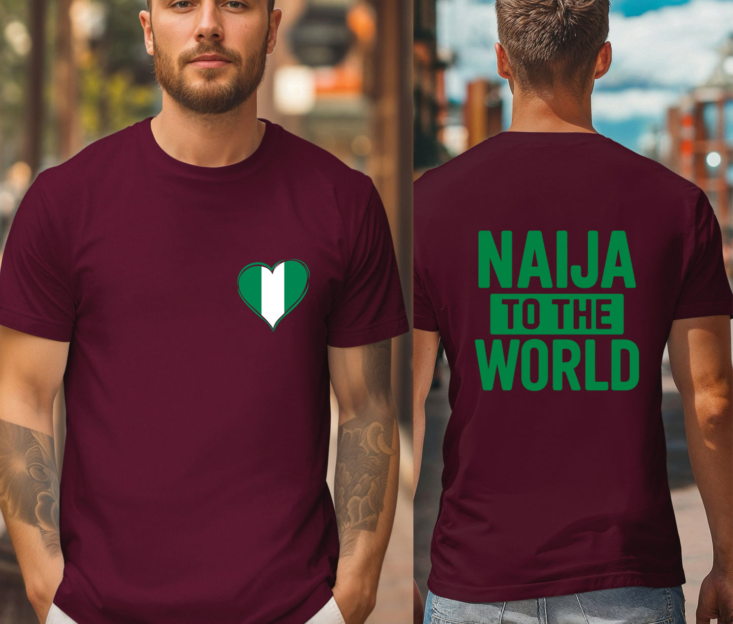 Naija to the World T-Shirt – Nigerian Pride Shirt | African Heritage Tee | Green White Green Nigeria Flag Shirt | Unisex Naija Culture Tee