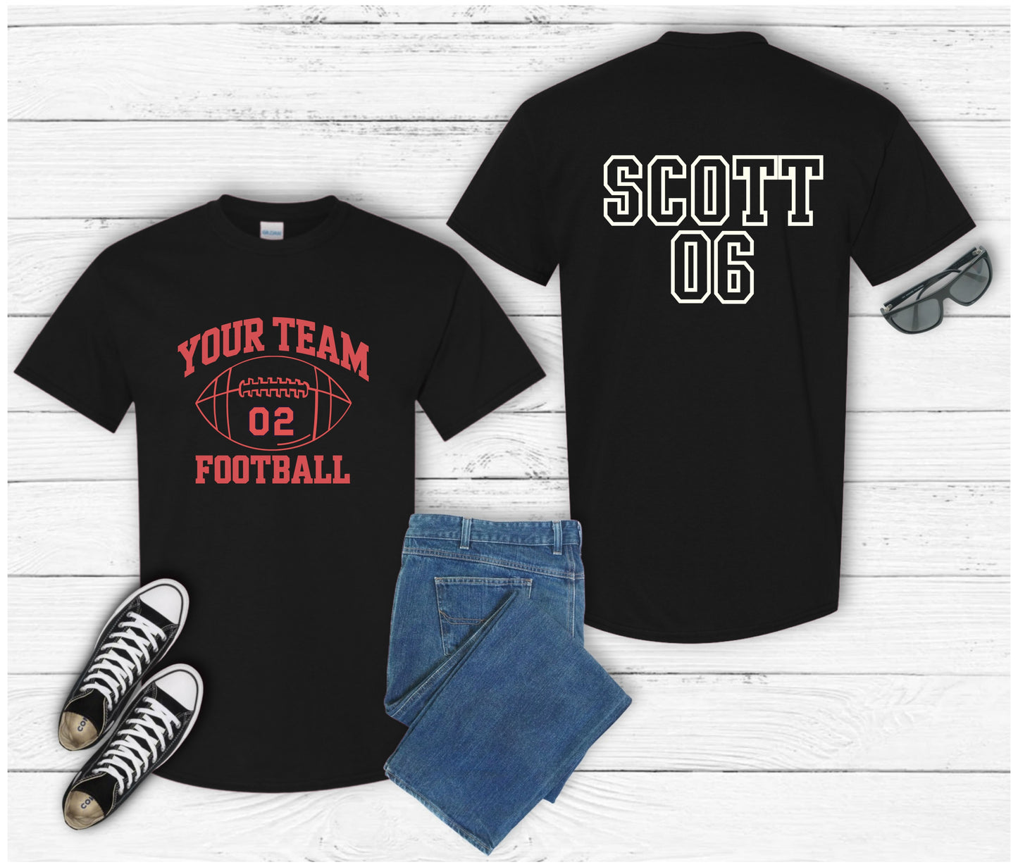 π Custom Team Name Football Family Shirts | Game Day Matching Shirts | Personalized Football Team Support Tees