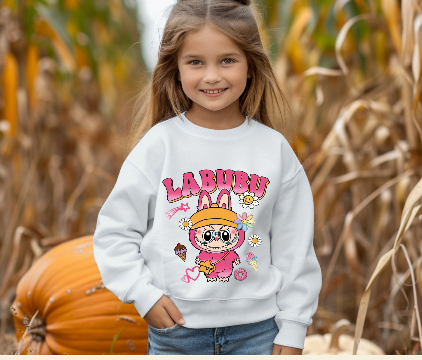 🧸 LABUBU Mom & Kids Matching Sweatshirt – Cute Cartoon Family Outfit