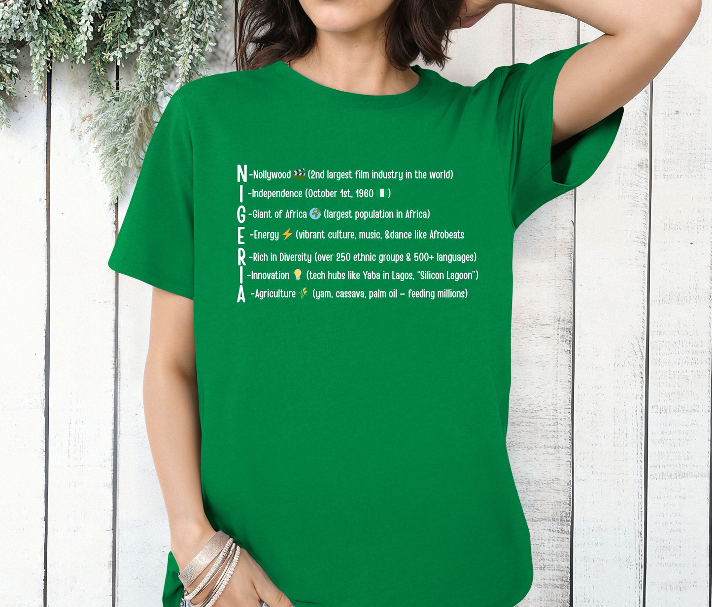 Nigerian Independece Day Shirt , Naija to the World T-Shirt, Nigerian Pride Shirt | African Heritage Tee | Green White Green Nigeria Flag Shirt | Unisex Naija Culture Tee