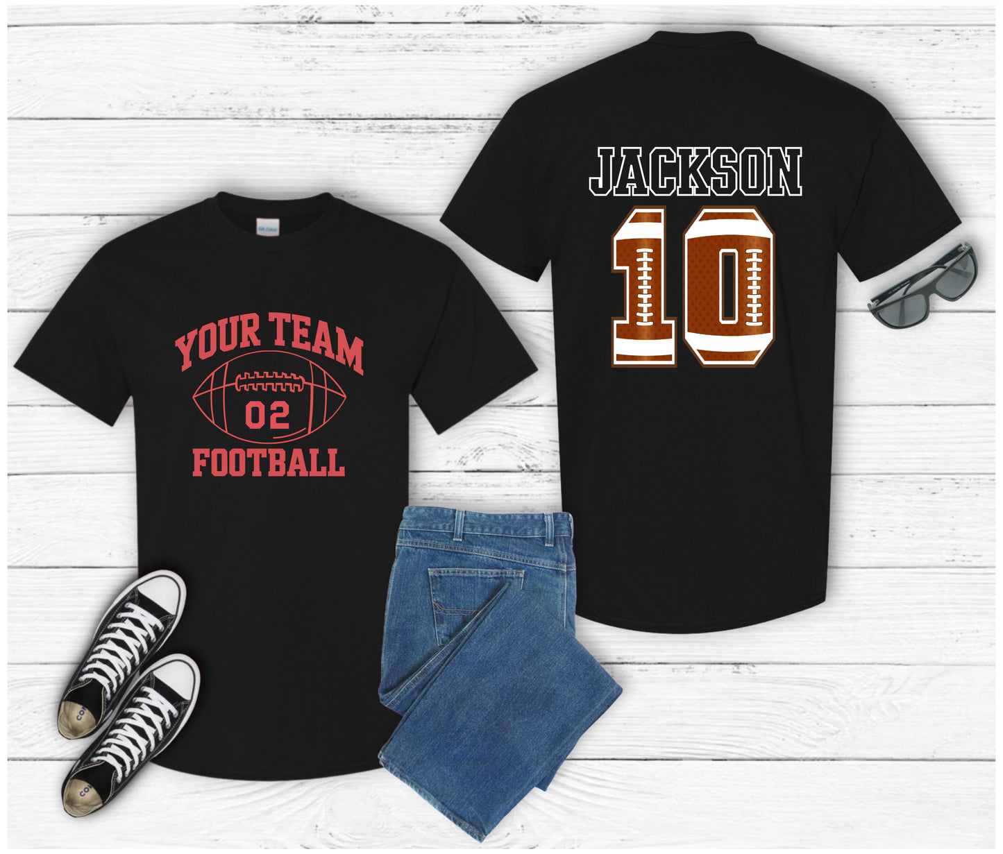 π Custom Team Name Football Family Shirts | Game Day Matching Shirts | Personalized Football Team Support Tees