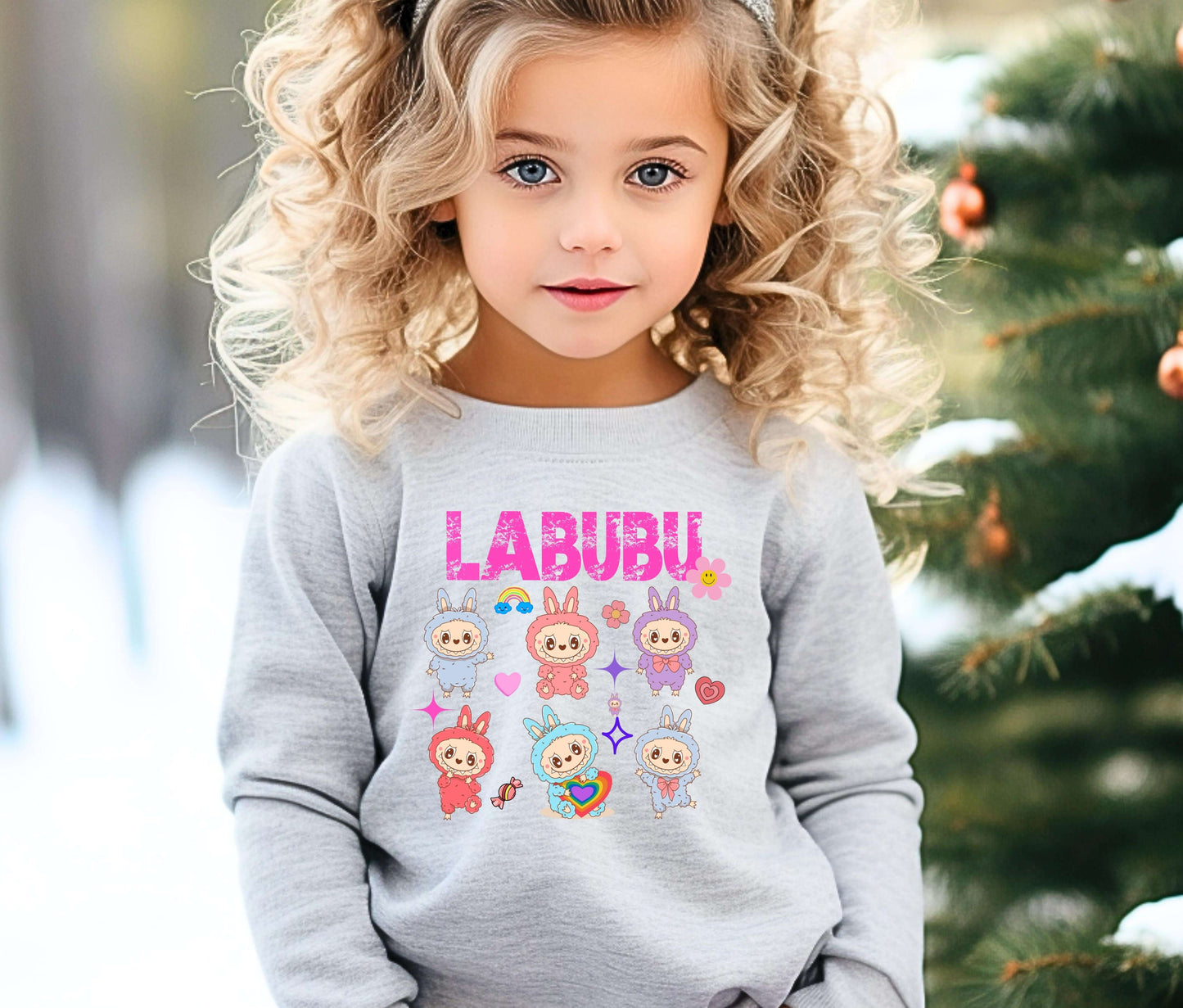 🧸 LABUBU Mom & Kids Matching Sweatshirt – Cute Cartoon Family Outfit