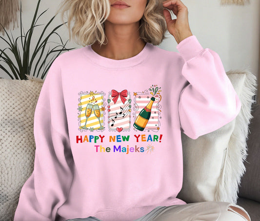 ๐ Happy New Year 2026 Sweatshirt | Festive Party Crewneck | Cozy Holiday Sweater | Champagne Celebration Shirt | New Year Gift for Her