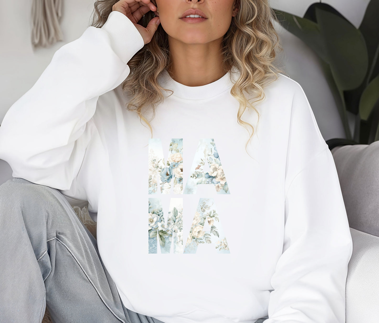 MAMA Sweatshirt – Floral Print Mama Crewneck, Cozy Mother’s Day Gift, Mom Life Pullover, Women’s Comfort Sweater