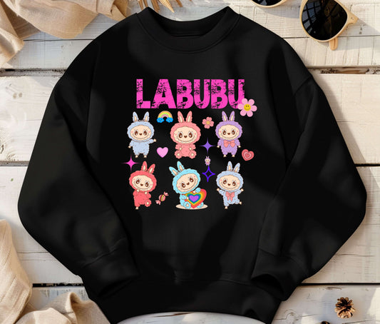 🧸 LABUBU Mom & Kids Matching Sweatshirt – Cute Cartoon Family Outfit