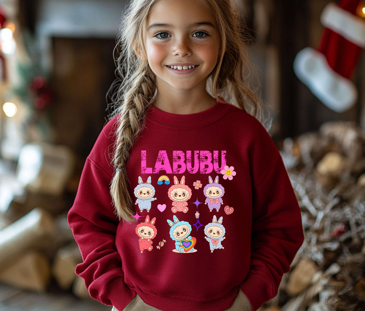 🧸 LABUBU Mom & Kids Matching Sweatshirt – Cute Cartoon Family Outfit