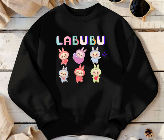 🧸 LABUBU Mom & Kids Matching Sweatshirt – Cute Cartoon Family Outfit