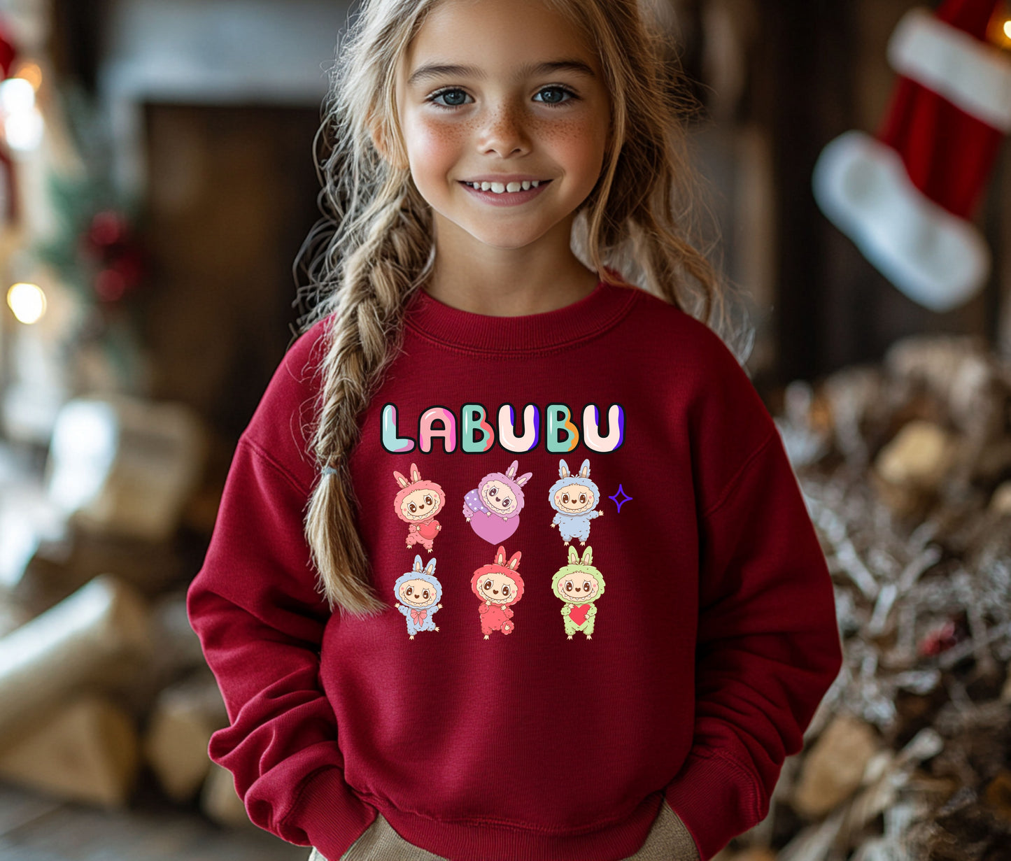 🧸 LABUBU Mom & Kids Matching Sweatshirt – Cute Cartoon Family Outfit