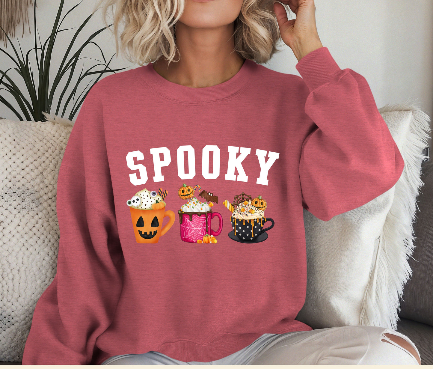 Sppoky Halloween Sweatshirt, Halloween Sweatshirt, Halloween Gift, Coffee Lover Sweatshirt