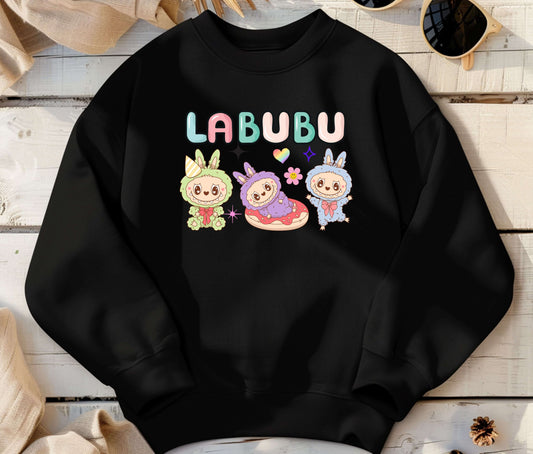 🧸 LABUBU Mom & Kids Matching Sweatshirt – Cute Cartoon Family Outfit