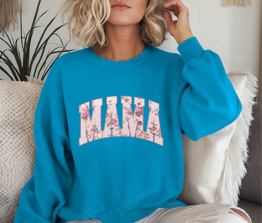 MAMA Sweatshirt – Floral Print Mama Crewneck, Cozy Mother’s Day Gift, Mom Life Pullover, Women’s Comfort Sweater