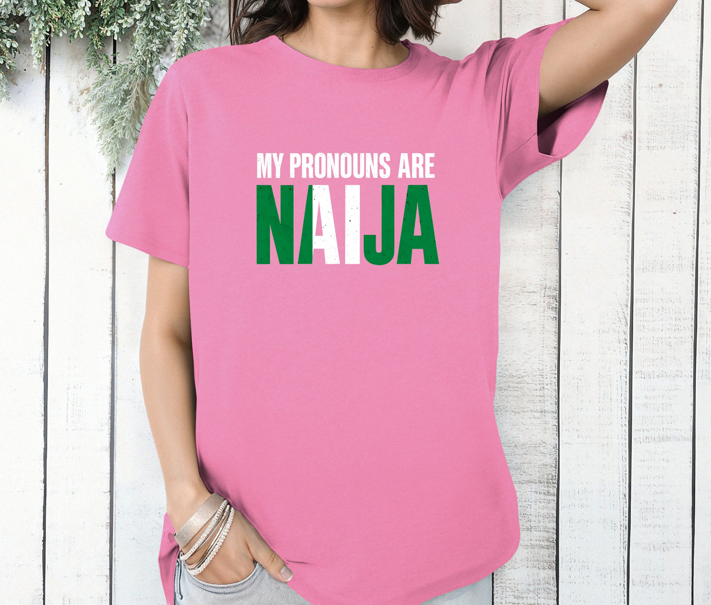Naija to the World T-Shirt – Nigerian Pride Shirt | African Heritage Tee | Green White Green Nigeria Flag Shirt | Unisex Naija Culture Tee