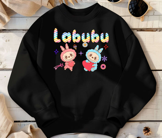 🧸 LABUBU Mom & Kids Matching Sweatshirt – Cute Cartoon Family Outfit