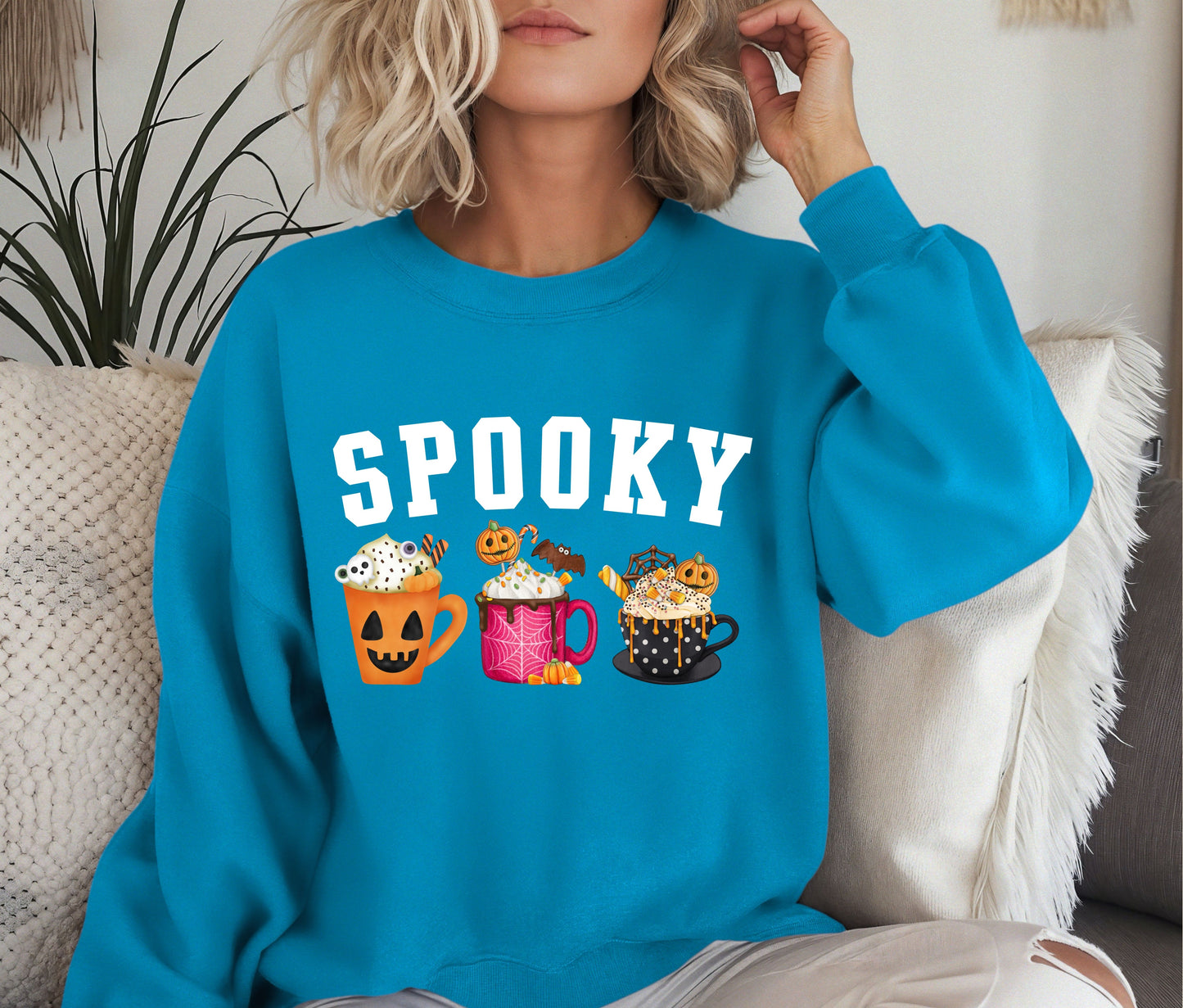 Sppoky Halloween Sweatshirt, Halloween Sweatshirt, Halloween Gift, Coffee Lover Sweatshirt