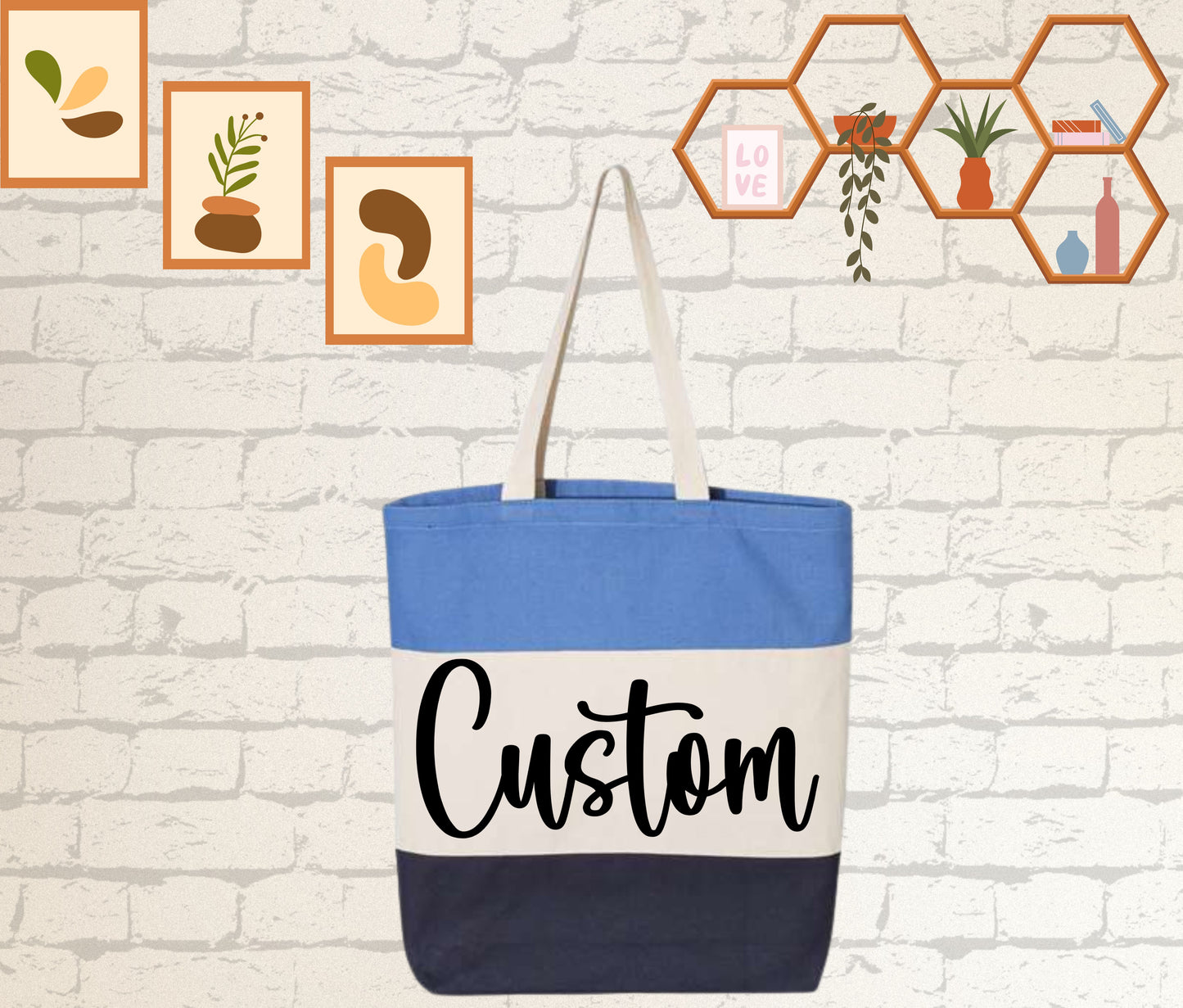 Customized 11L Tri-Color Canvas Tote Bag – Durable, Stylish, and Eco-Friendly Reusable Shoulder Bag for Everyday Use, Shopping, Beach, and Gifts