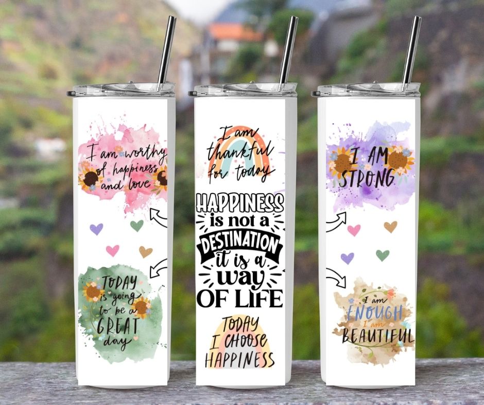 20oz Slim Tumbler - Sublimation blanks with straw Customizable