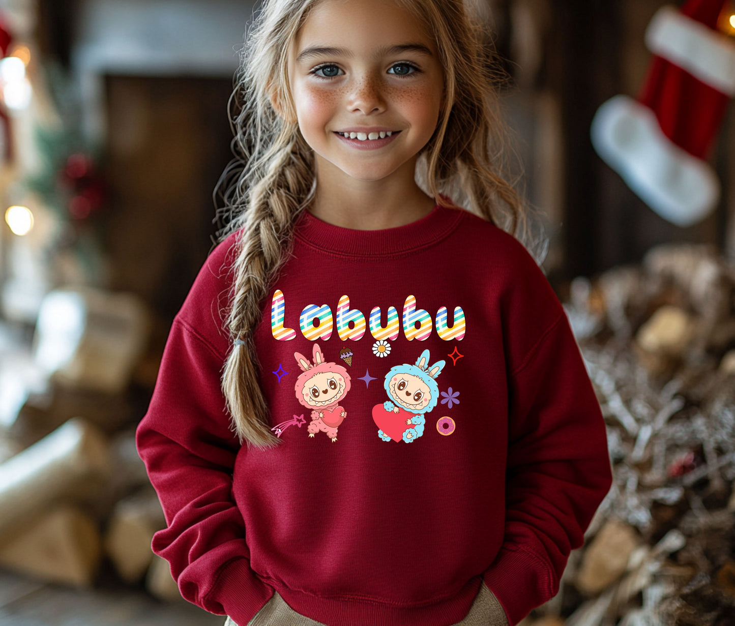 🧸 LABUBU Mom & Kids Matching Sweatshirt – Cute Cartoon Family Outfit