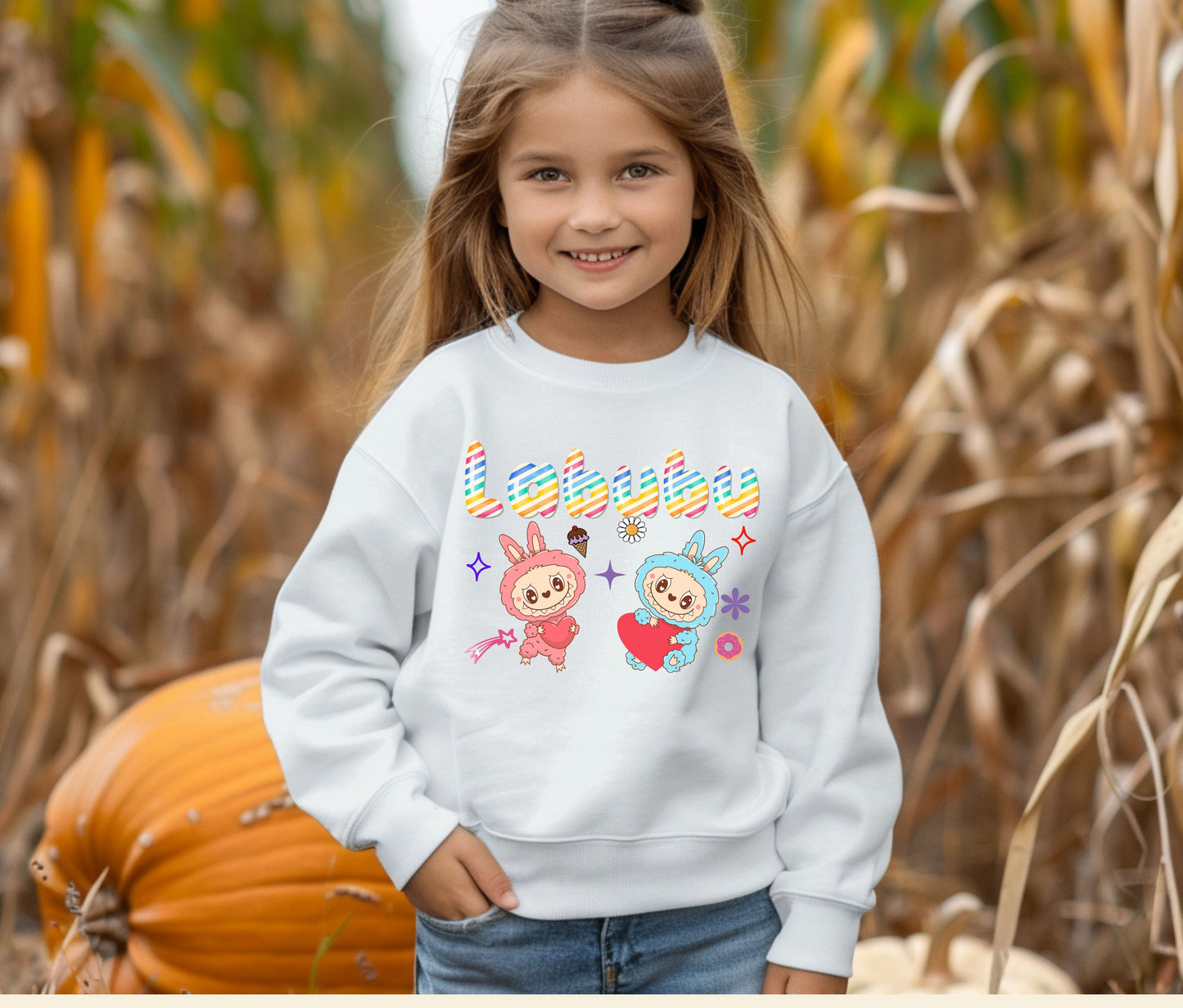 🧸 LABUBU Mom & Kids Matching Sweatshirt – Cute Cartoon Family Outfit