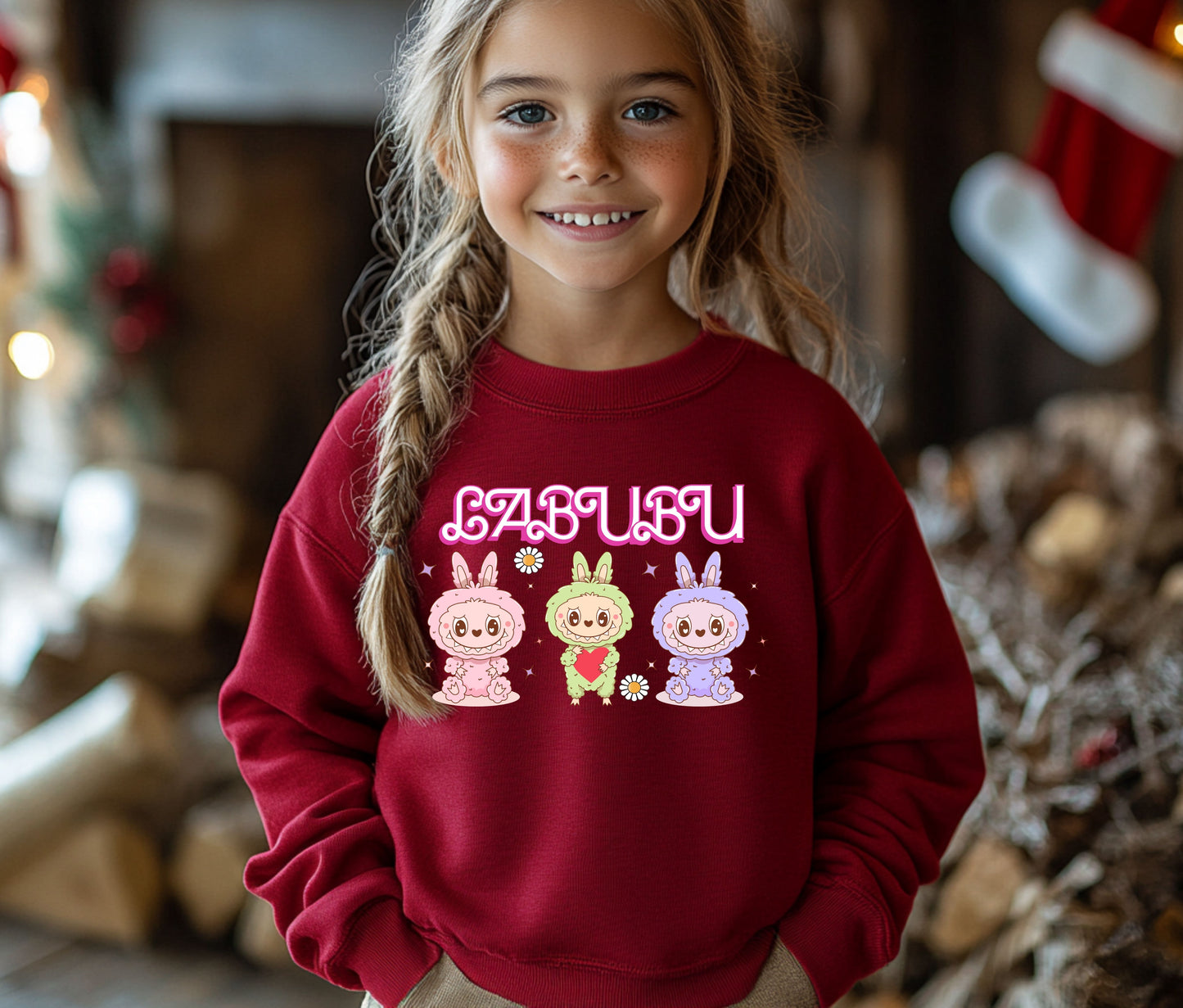 🧸 LABUBU Mom & Kids Matching Sweatshirt – Cute Cartoon Family Outfit