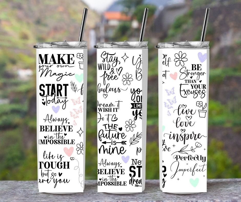 20oz Slim Tumbler - Sublimation blanks with straw Customizable