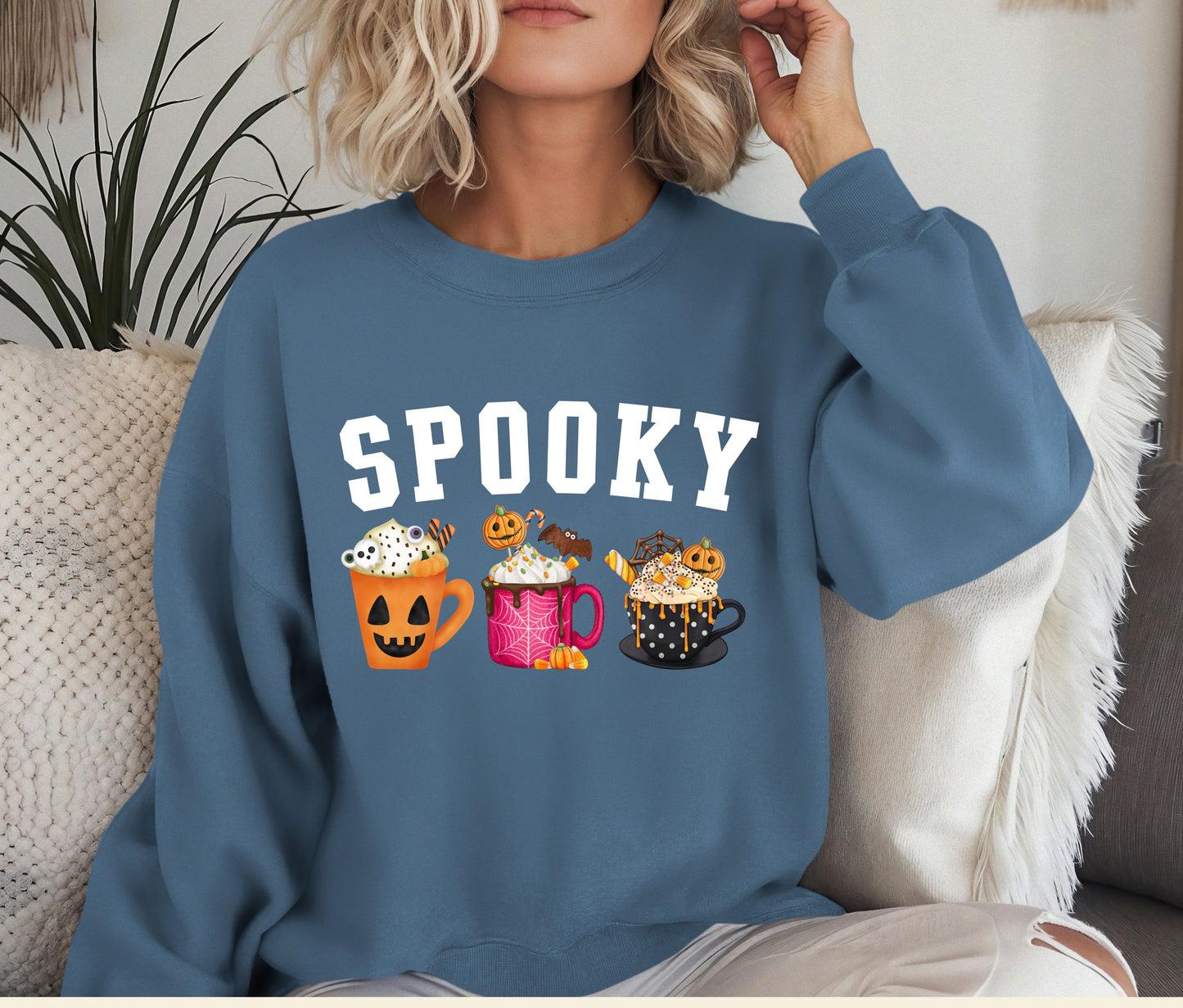 Sppoky Halloween Sweatshirt, Halloween Sweatshirt, Halloween Gift, Coffee Lover Sweatshirt