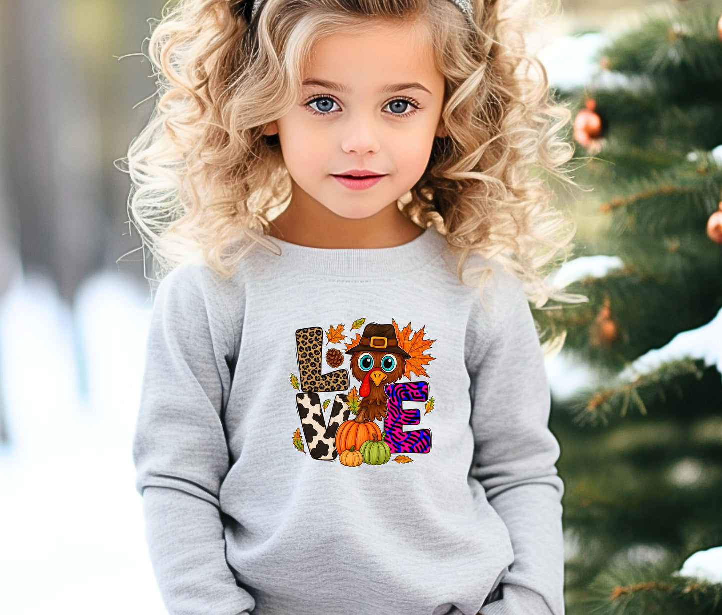 🦃 Thanksgiving Turkey “LOVE” Sweatshirt – Matching Fall Outfit for Moms & Kids
