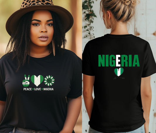 Nigerian Independece Day Shirt , Naija to the World T-Shirt, Nigerian Pride Shirt | African Heritage Tee | Green White Green Nigeria Flag Shirt | Unisex Naija Culture Tee