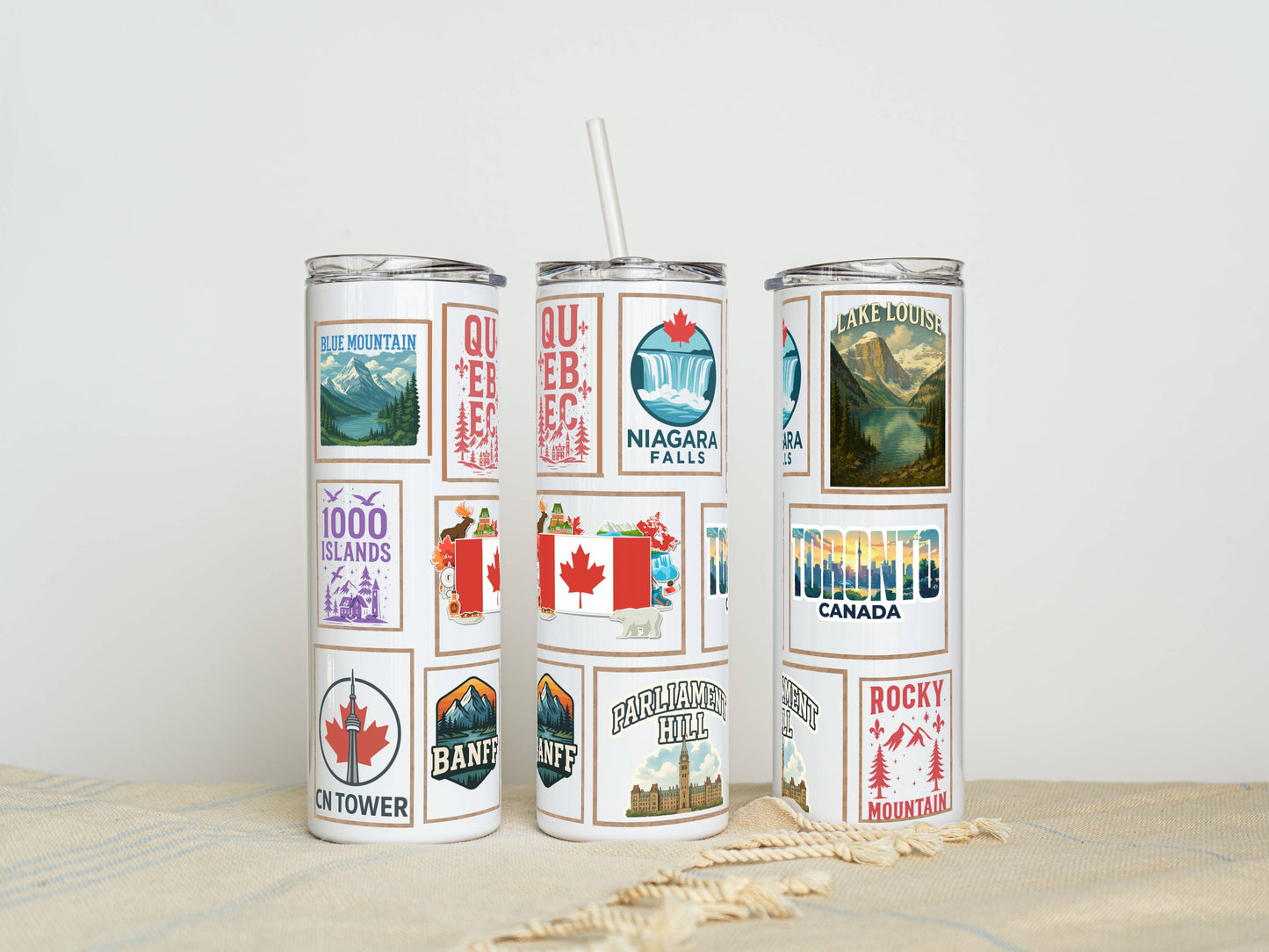 20 oz Places In Canada Stainless Steel Tumbler – Insulated Travel Mug with Lid & Straw | Customizable | Hot & Cold Drinkware | Gift for Him, Her, or Kids