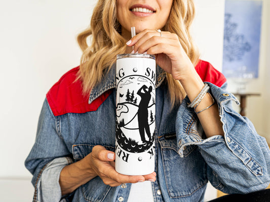 20 oz Golf Stainless Tumbler – Insulated Travel Mug with Lid & Straw | Customizable | Hot & Cold Drinkware | Gift for Him, Her, or Kids