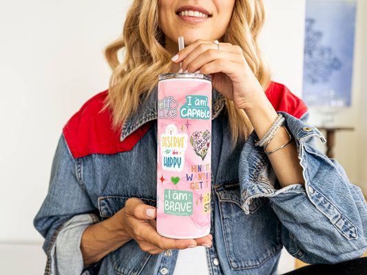 20 oz I Am Capable Stainless Steel Tumbler – Insulated Travel Mug with Lid & Straw | Customizable | Hot & Cold Drinkware | Gift for Him, Her, or Kids