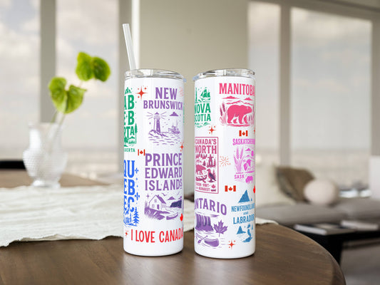 20 oz Provinces Steel Tumbler – Insulated Travel Mug with Lid & Straw | Customizable | Hot & Cold Drinkware | Gift for Him, Her, or Kids