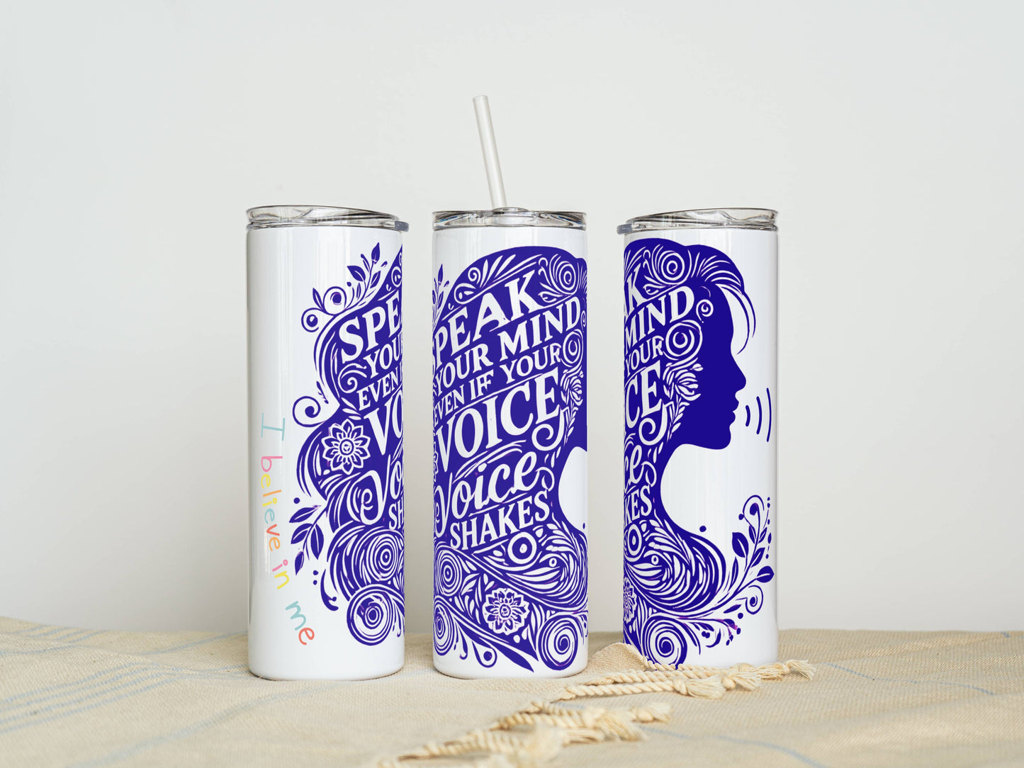 20 oz Speak Your Mind Stainless Tumbler – Insulated Travel Mug with Lid & Straw | Customizable | Hot & Cold Drinkware | Gift for Him, Her, or Kids