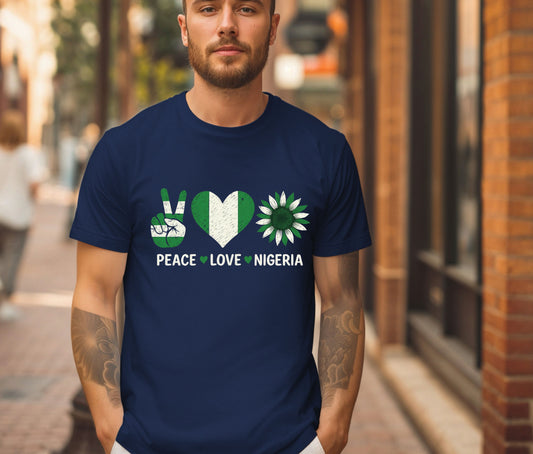 Naija to the World T-Shirt – Nigerian Pride Shirt | African Heritage Tee | Green White Green Nigeria Flag Shirt | Unisex Naija Culture Tee