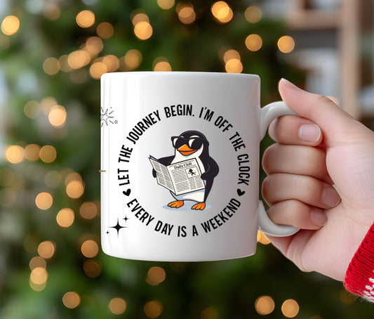🎉 Retirement Mug 15oz | Funny Retired Coffee Mug | The Legend Has Officially Retired Gift | Off the Clock Penguin Mug | Retirement Gift for Men & Women