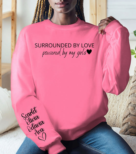 Custom Name Sweatshirt – Personalized Family or Kids’ Names on Sleeve | Cozy Crewneck for Moms, Dads & Grandparents | Gift for Parents & Loved Ones