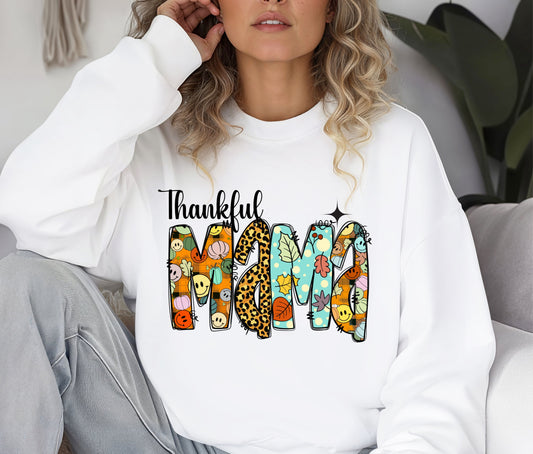 Thankful  Mama Sweatshirt, Fall Sweatshirt,Autumn Halloween Sweatshirt, Custom Gift, Autumn Sweater