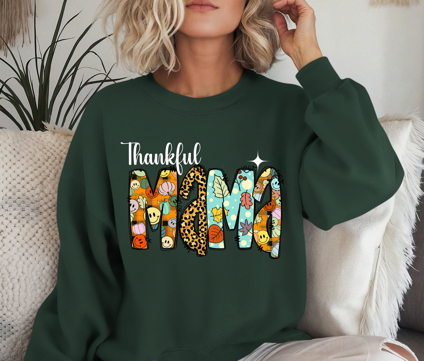 Thankful  Mama Sweatshirt, Fall Sweatshirt,Autumn Halloween Sweatshirt, Custom Gift, Autumn Sweater
