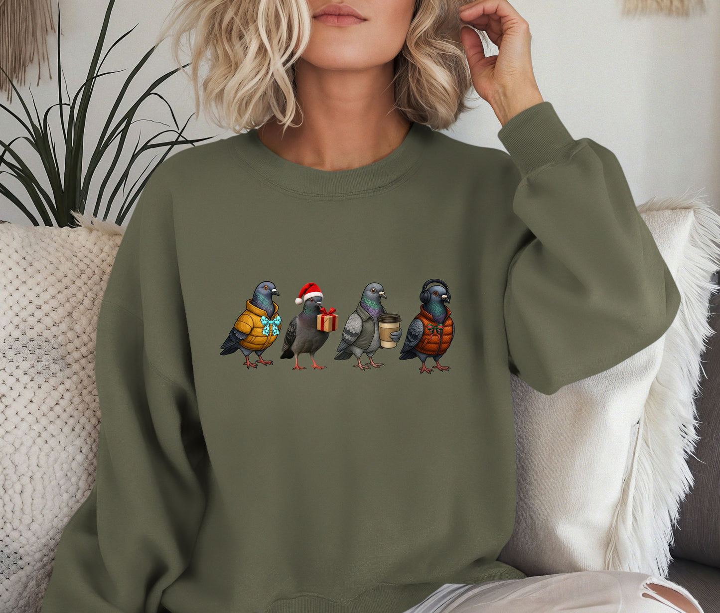 🕊️ Funny Pigeon Sweatshirt | Cool Pigeon Crew Christmas Sweater | Cozy Bird Lover Gift | Winter Graphic Crewneck for Her & Him