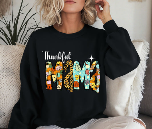 Thankful  Mama Sweatshirt, Fall Sweatshirt,Autumn Halloween Sweatshirt, Custom Gift, Autumn Sweater