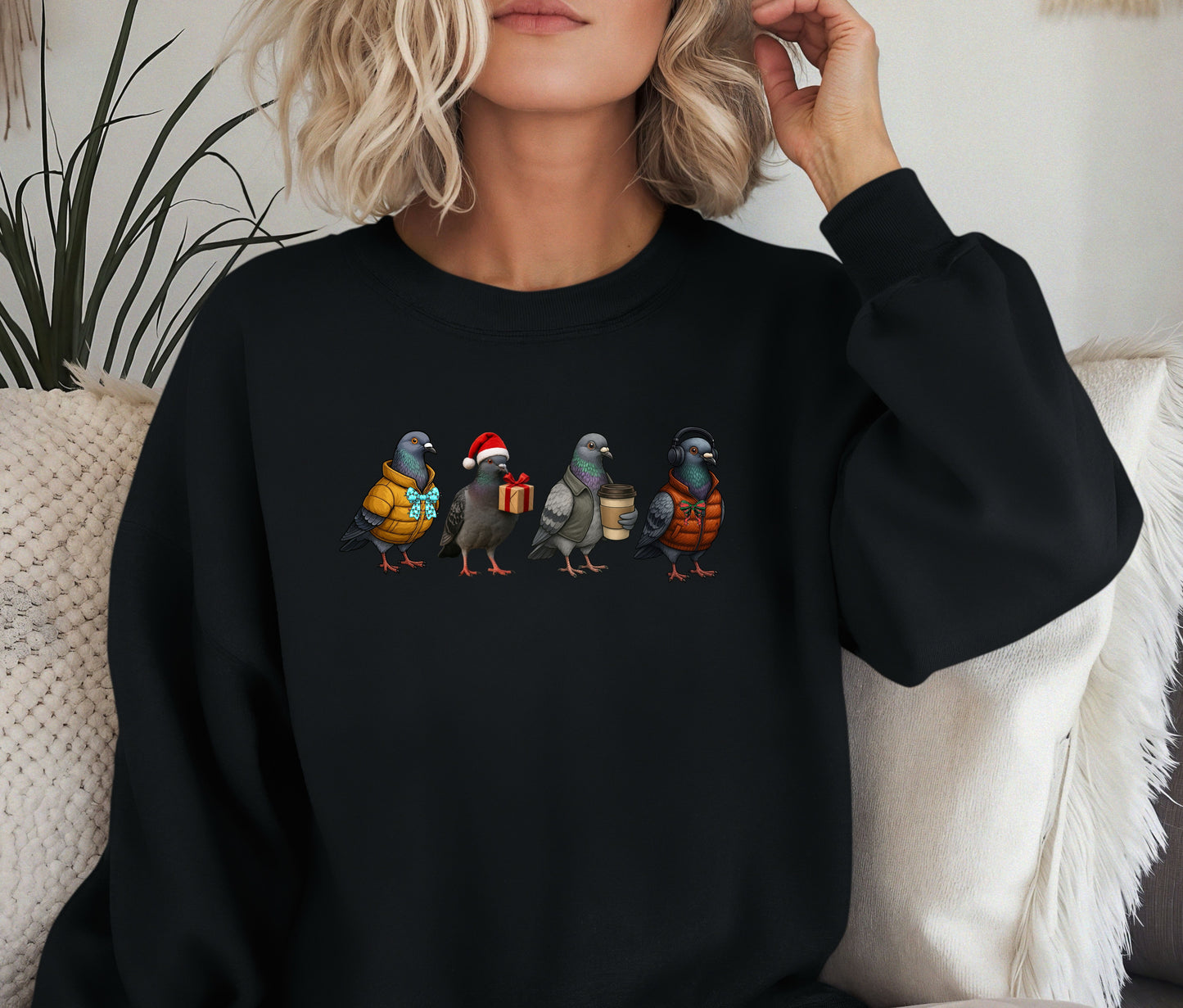 🕊️ Funny Pigeon Sweatshirt | Cool Pigeon Crew Christmas Sweater | Cozy Bird Lover Gift | Winter Graphic Crewneck for Her & Him