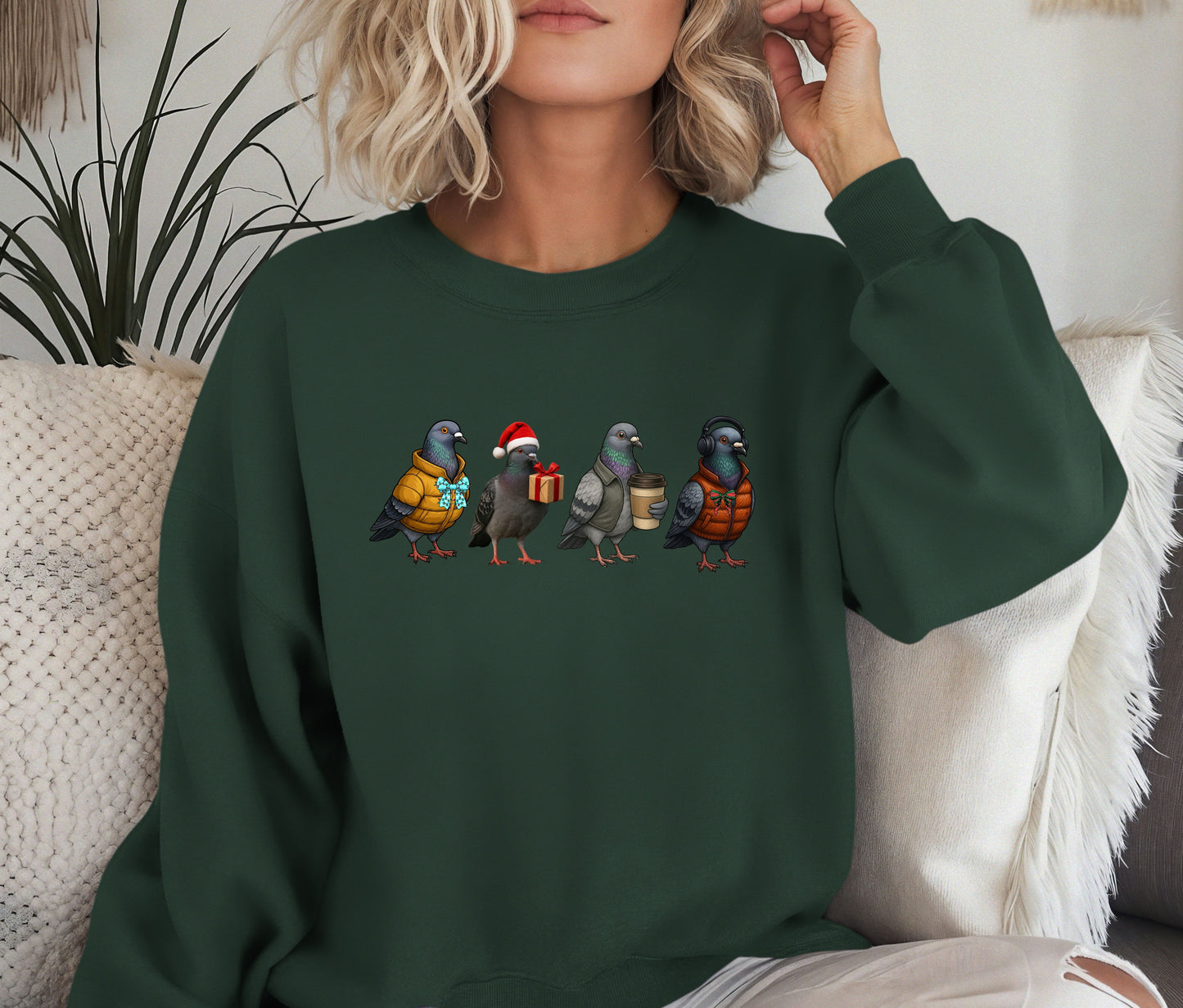 🕊️ Funny Pigeon Sweatshirt | Cool Pigeon Crew Christmas Sweater | Cozy Bird Lover Gift | Winter Graphic Crewneck for Her & Him