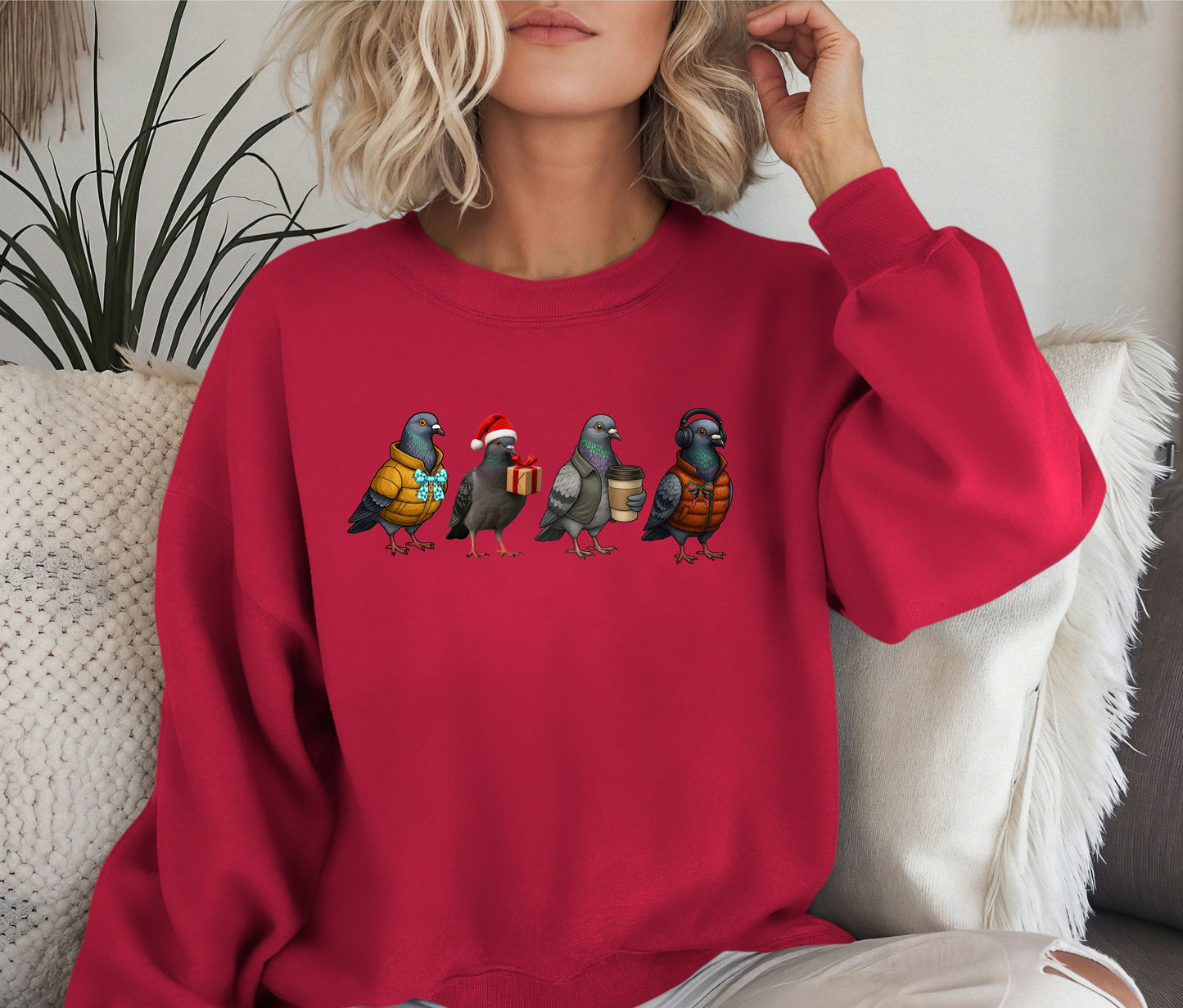 🕊️ Funny Pigeon Sweatshirt | Cool Pigeon Crew Christmas Sweater | Cozy Bird Lover Gift | Winter Graphic Crewneck for Her & Him
