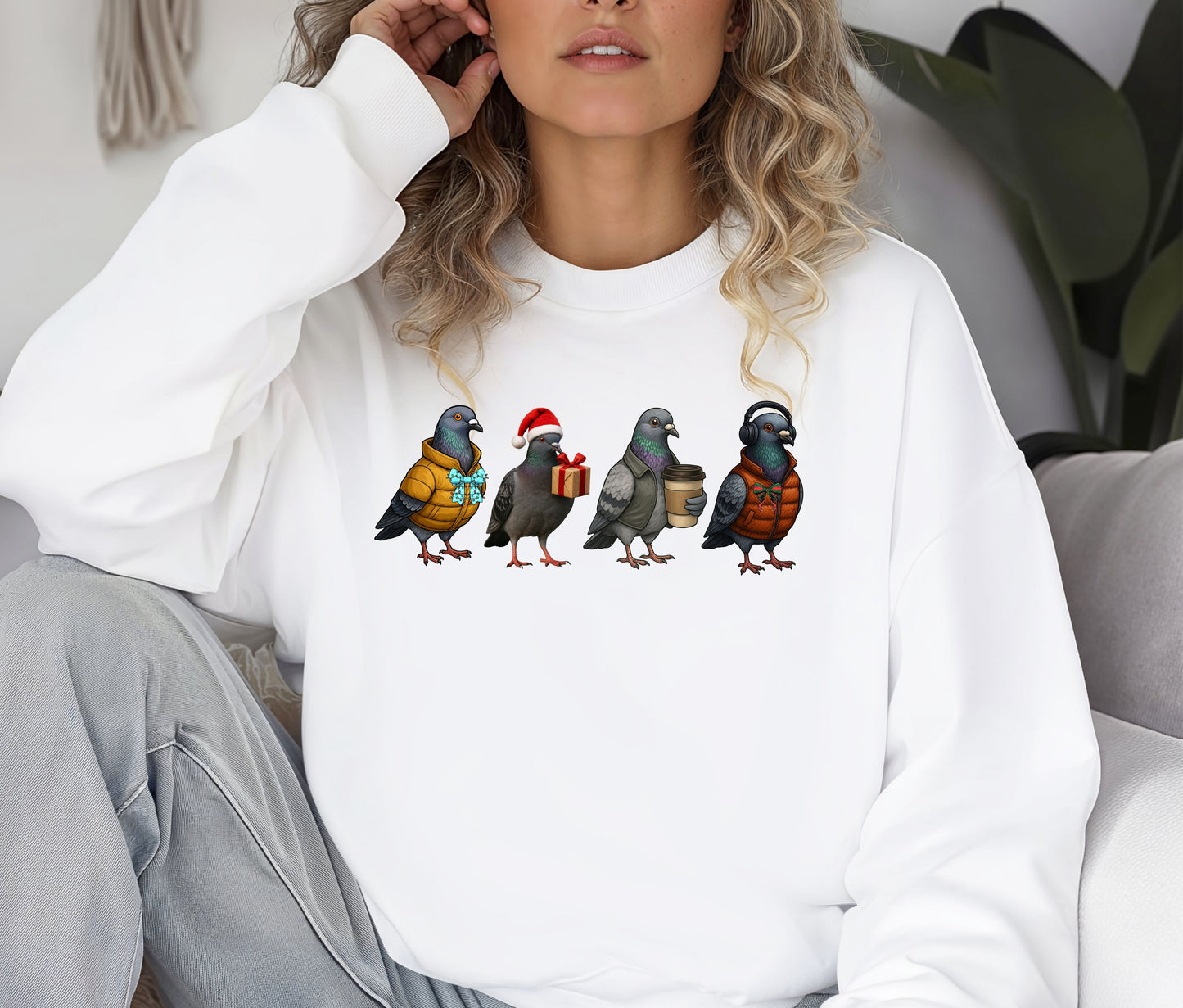 🕊️ Funny Pigeon Sweatshirt | Cool Pigeon Crew Christmas Sweater | Cozy Bird Lover Gift | Winter Graphic Crewneck for Her & Him