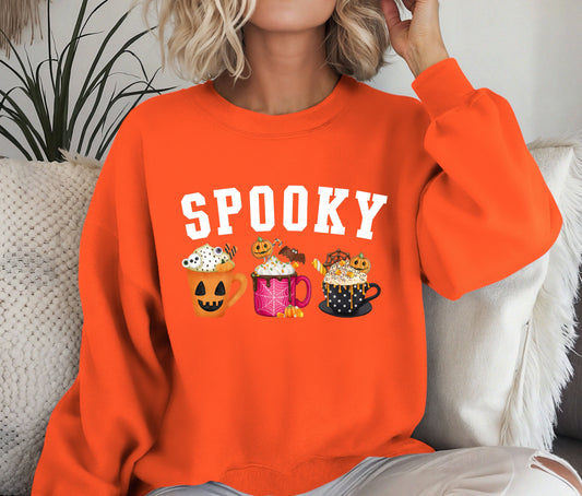 Sppoky Halloween Sweatshirt, Halloween Sweatshirt, Halloween Gift, Coffee Lover Sweatshirt
