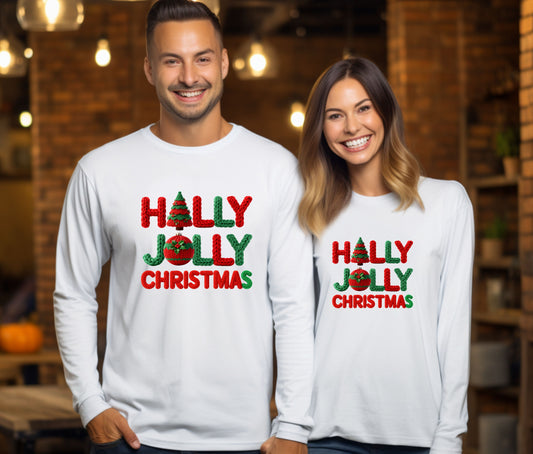 🎅 Holly Jolly Christmas Sweatshirt | Cozy Knit-Look Holiday Crewneck | Red & Green Christmas Sweater | Festive Gift for Her