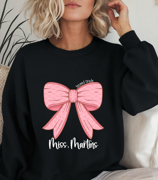 Custom Bow Sweatshirt for Teachers,  Elementary Teacher Appreciation, Cute Elementary Teacher Appreciation Gift, Teachers Sweatshirt