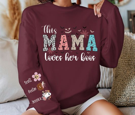 This Mama Loves Her Boos – Personalized Halloween Sweatshirt for Moms 🎃👻
